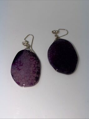 Set of Agate Purple Drop Earrings